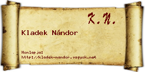 Kladek Nándor névjegykártya